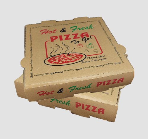 brown pizza packaging