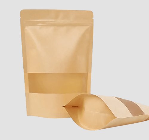 kraft standup pouches with window