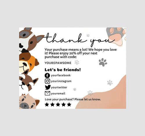 personalized pet thank  you cards